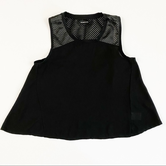Rampage Tops - Rampage sheer tank with faux leather detail